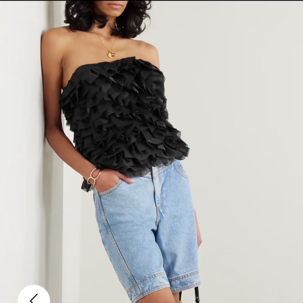 NWT AJE. Charmed ruffled organza bustier top
